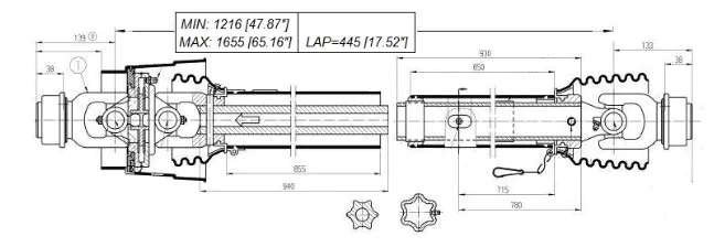 PTO Shaft for PEECON Vertical Feed Mixers