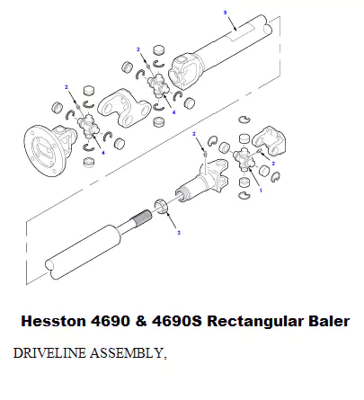 PTO Shaft for Hesston Square Balers 4690 4690S