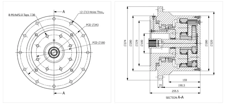 PWD Series Winch Drives Planetary Gearbox Replace Replacement of Brevini Riduttori PWD2100 PWD3150 PWD3200 PWD3300 PWD3700 PWD3850 PWD31100