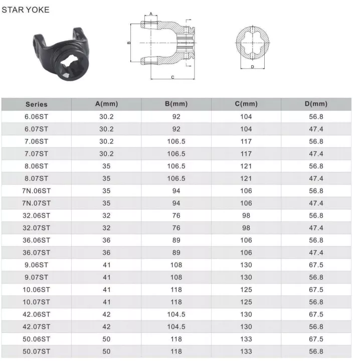 Star Yoke for PTO Shaft
