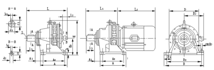 XW BW Series Cycloidal Gearbox Cyclo Pin Wheel Reducer Single Stage Horizontal Foot-Mounting