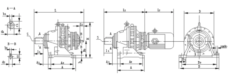 BWED XWED Series Cycloidal Reducer Double Stage Horizontal Foot-mounted with Motor