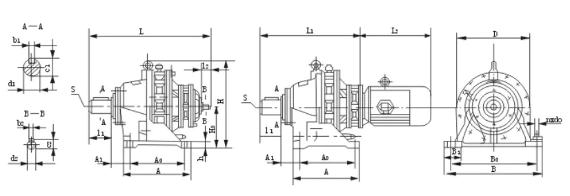 BWE XWE Series Cycloidal Gearbox Double Stage Foot-mounted