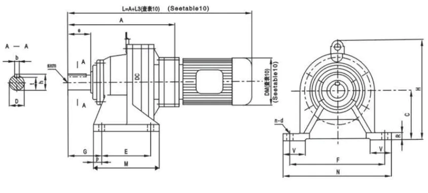 8000 Series XWED Cycloidal Pinwheel Reducer Gearbox 8075A-8145C Two Horizontal