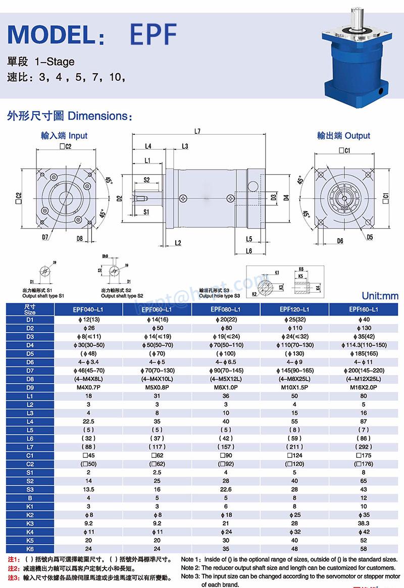 EPF ECONOMY FLANGE OUTPUT PLANETARY GEARBOX