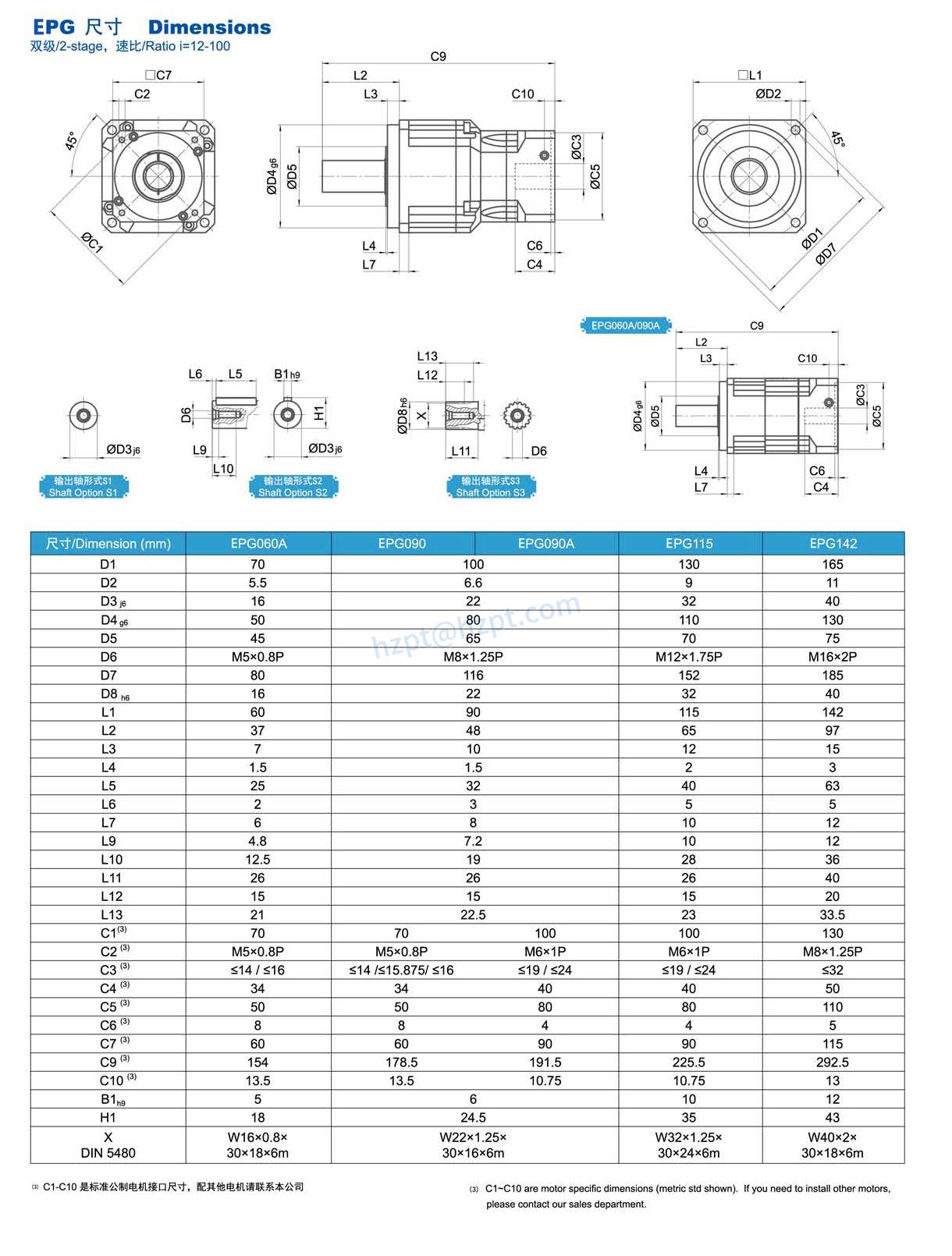 EPG series precision planetary gearbox 2-stage