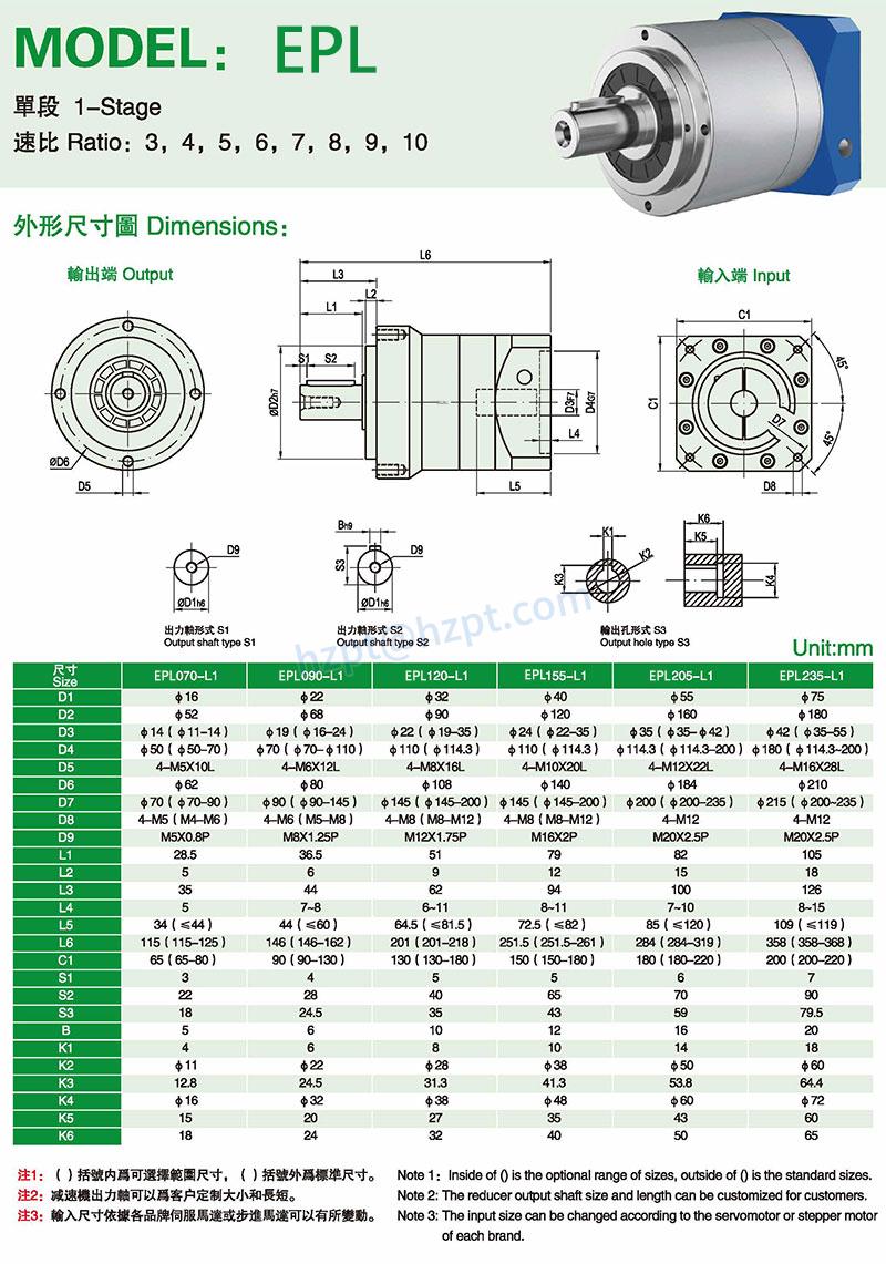 EPL HIGH PRECISION PLANETARY GEARBOX