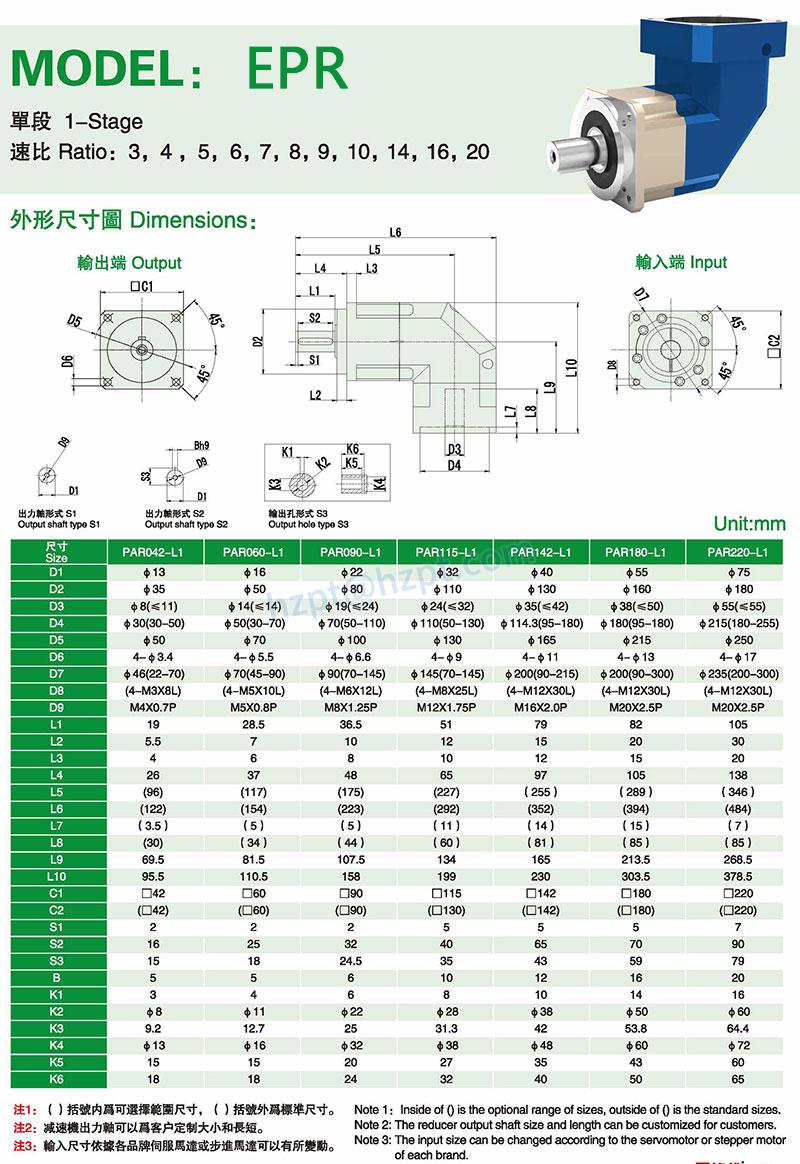 EPR PRECISION RIGHT ANGLE PLANETARY GEARBOX