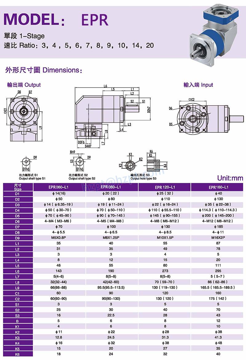 EPR RIGHT ANGLE PRECISION PLANETARY GEARBOX