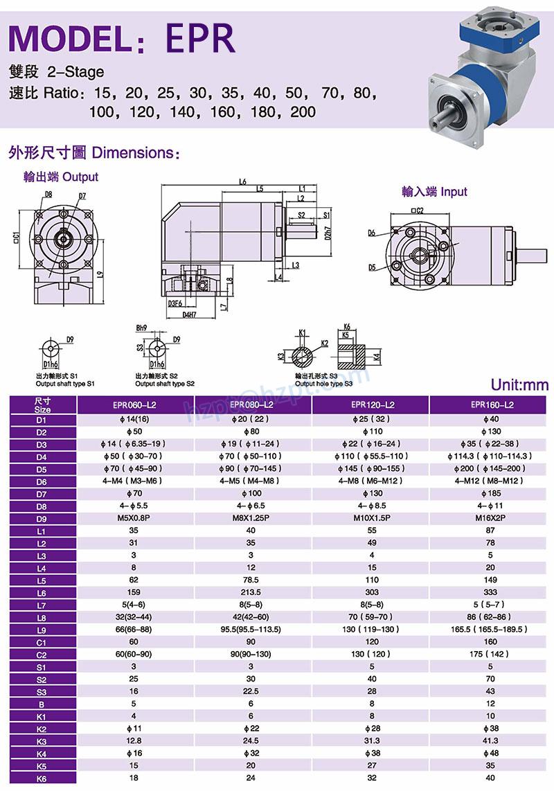 EPR RIGHT ANGLE PRECISION PLANETARY GEARBOX