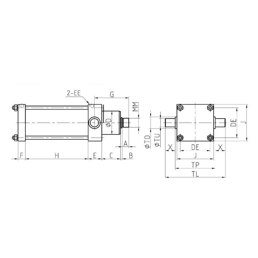 Pin Joint Two Stage Telescopic Hydraulic Cylinder