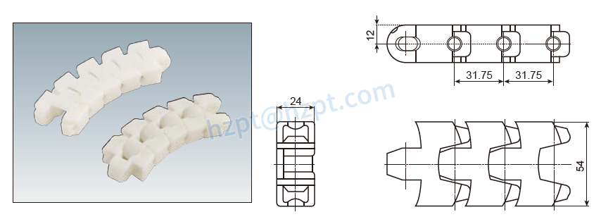 Plastic Conveyor Chain F54 RT114 N826-R150 NP11000