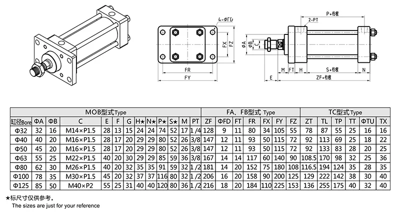 FA Front Flange Type Light Rod Hydraulic Cylinder