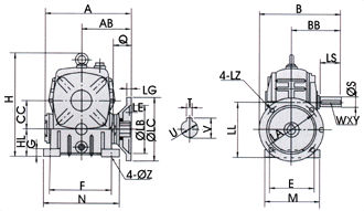 DA Series Single Standard Worm Gear Reducer WPDA