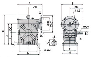 DS Series Single Standard Worm Gear Reducer WPDS