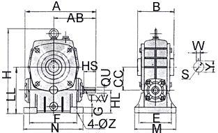 KA Series Single Standard Worm Gear Reducer WPKA