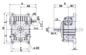 O & X Series Single Standard Worm Gear Reducer