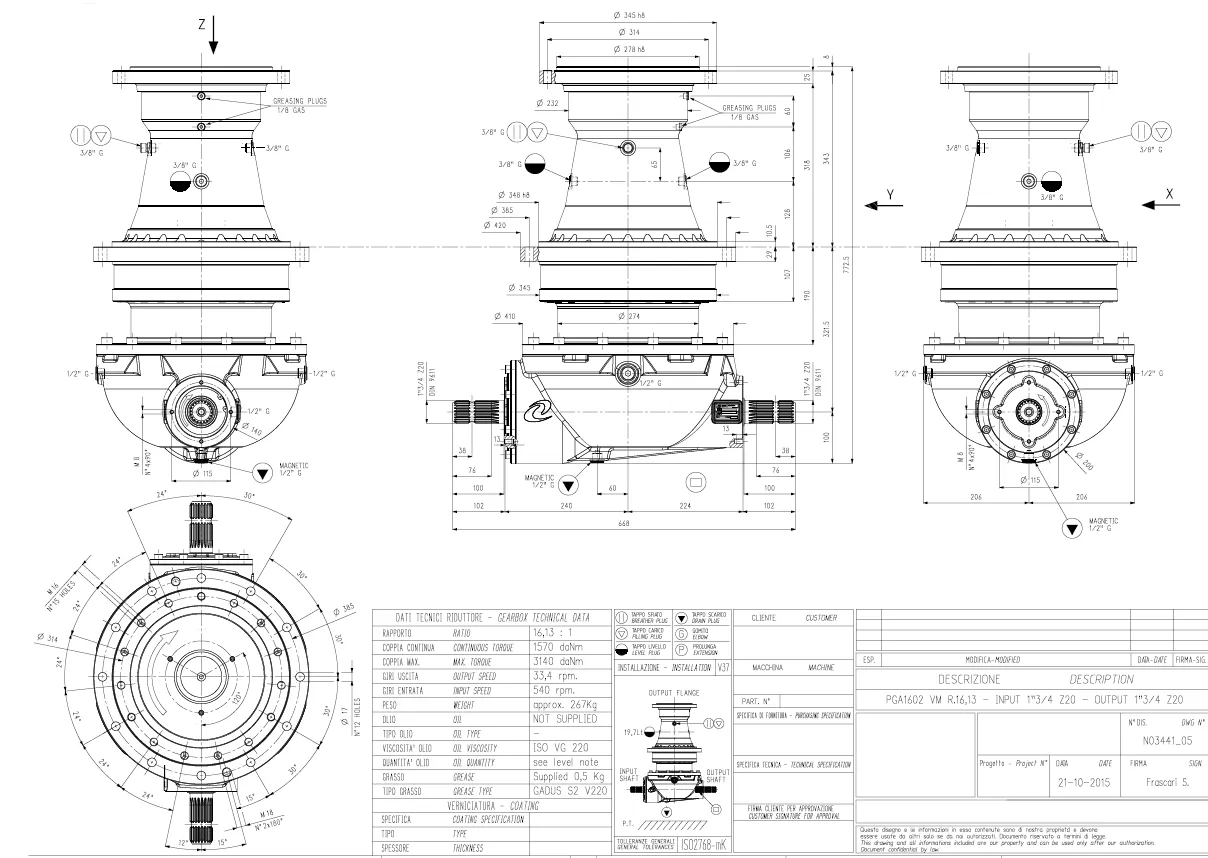 Feed Mixer Machines Gearboxes - Replacement of Comer Code PGA-1602