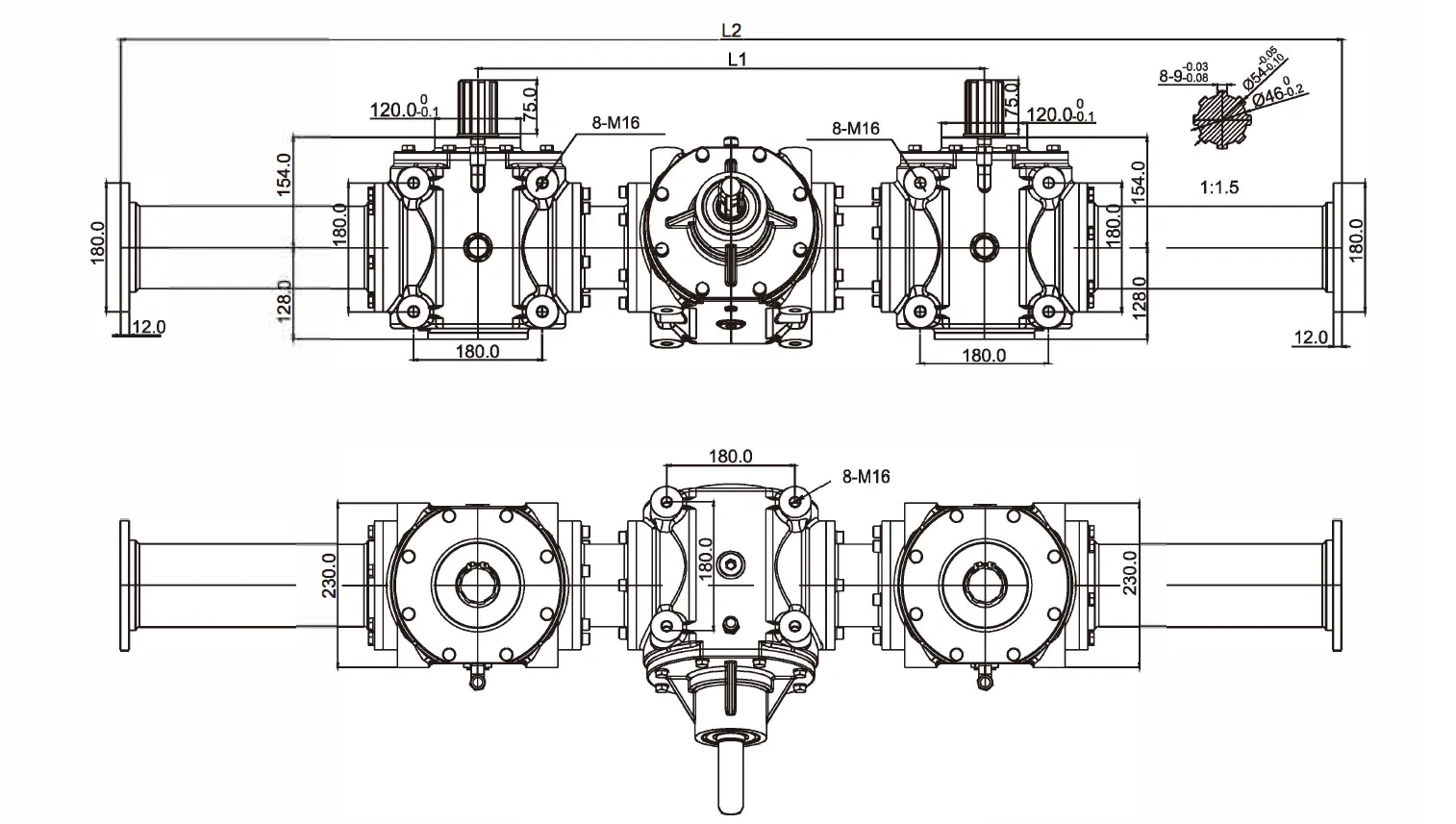Fertilizer Seeder Gearbox RDF-SF230 for Fertilizer Broadcaster