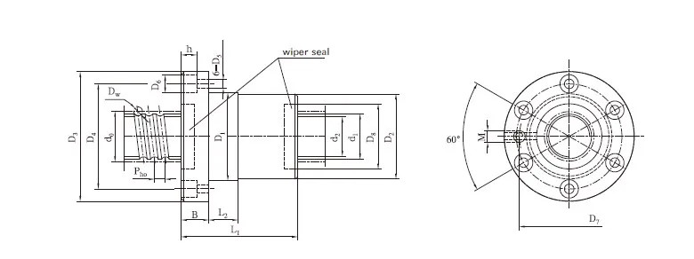FFB Type Inner Cycle Deflected Lead Preload Flange Nut