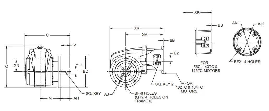 Worm Gear Reducer-Replacement of Browning Industrial Right Angle IRA-Flange Mounted C Face Worm Gear Reducer