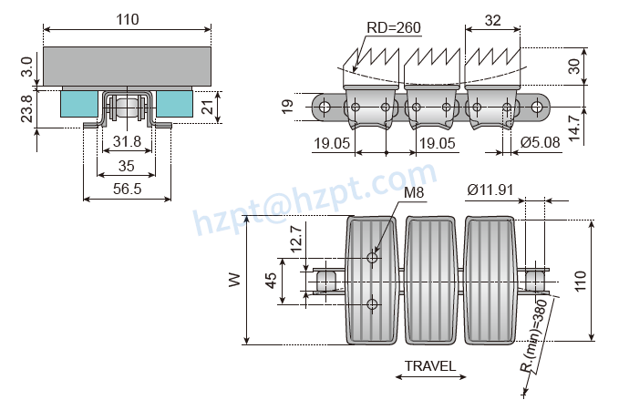 Flat Top Chains Sideflexing with Snap-on Gripper 1874TAB-G