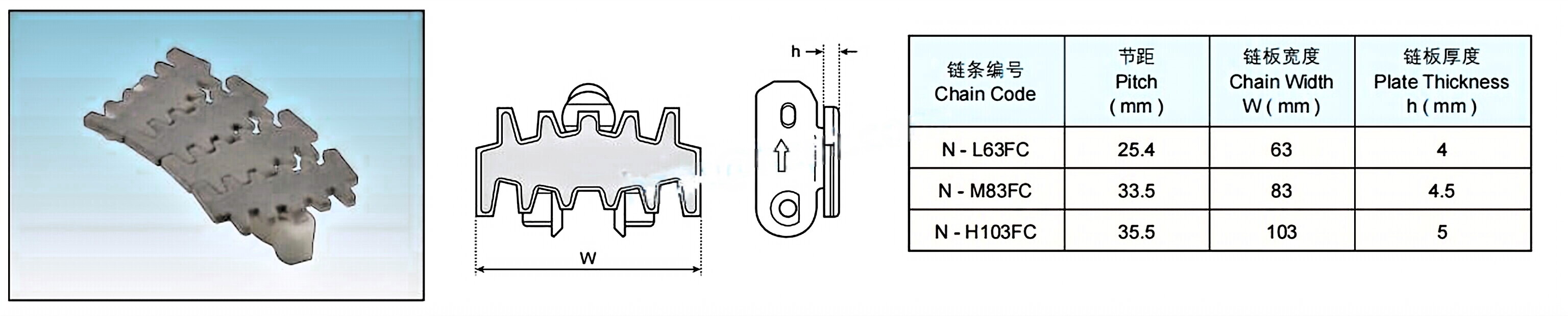 Plastic Flexible Chains  Plain Chain Cleat Chain