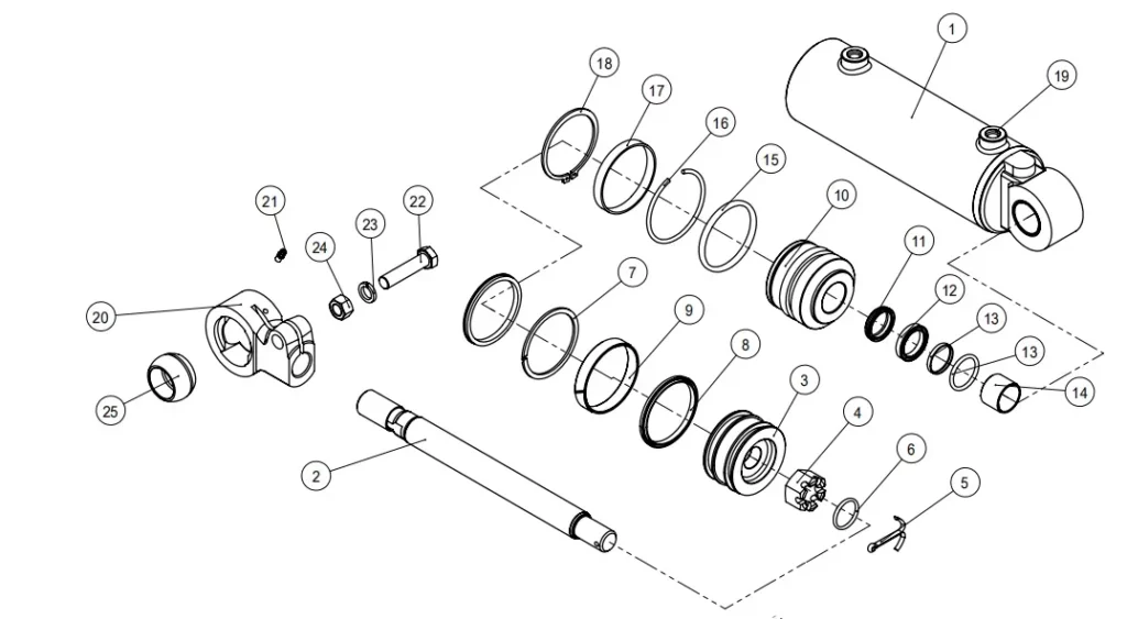 OEM Forklift Hydraulic Cylinder Two-Way Double Acting Hydraulic Cylinder
