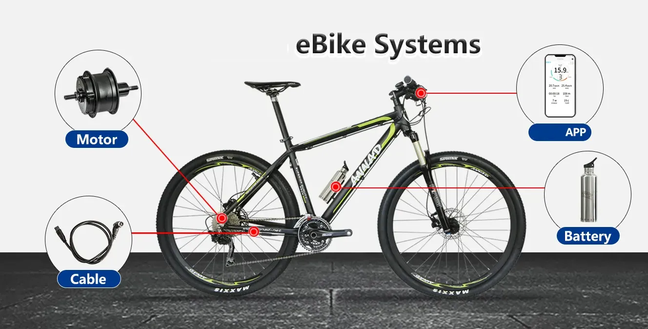 Silver Rear Hub Motor Electric Bicycle Conversion Kit DIY Motor Set