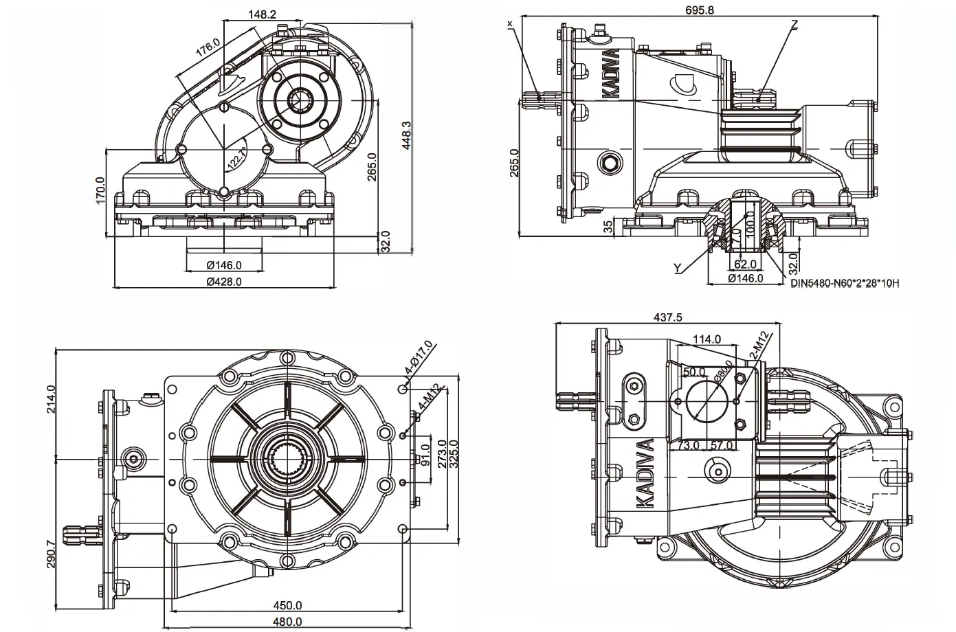 Grader Driven Rake Gearbox RDF-DX300-1 for Powered Harrow