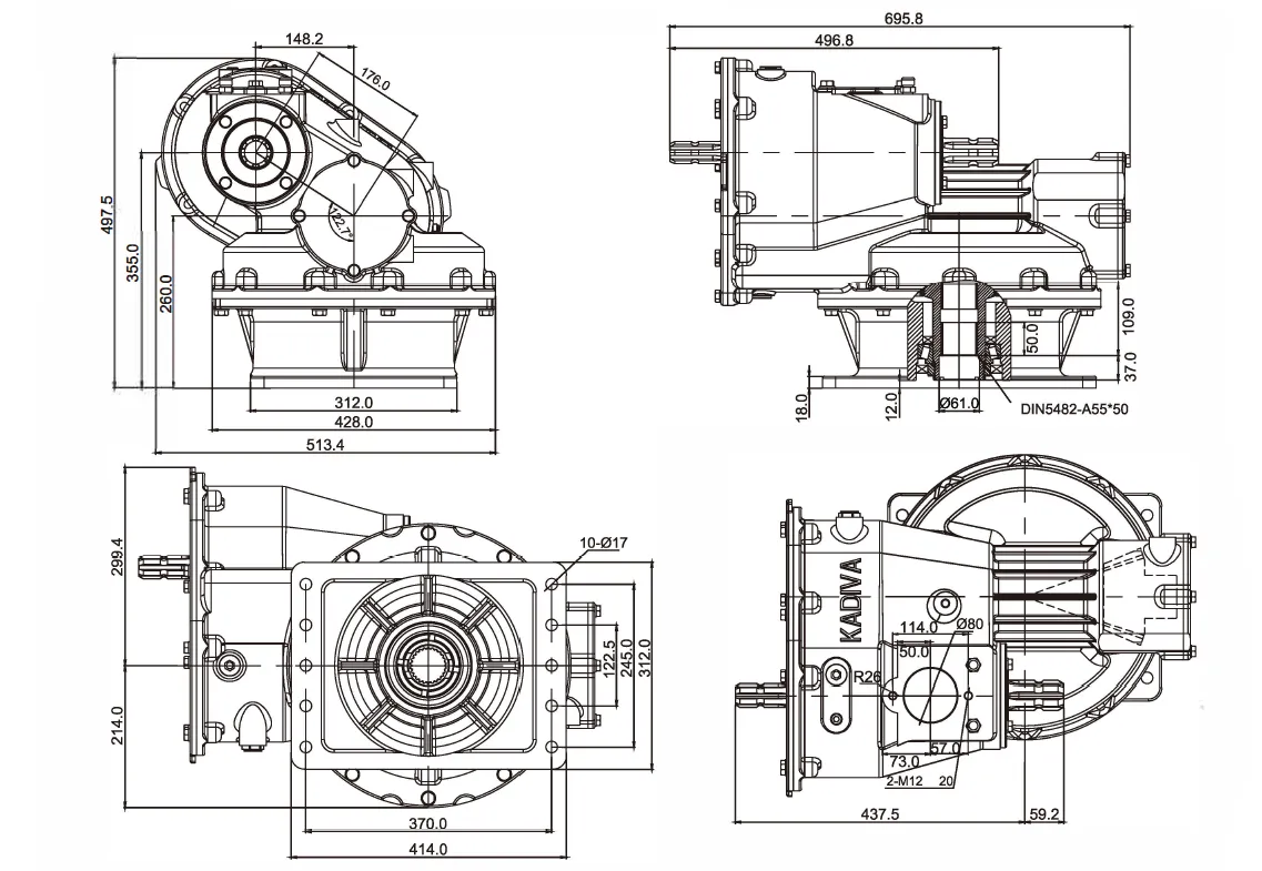 Grader Driven Rake Gearbox RDF-DX300-2 for Powered Harrow