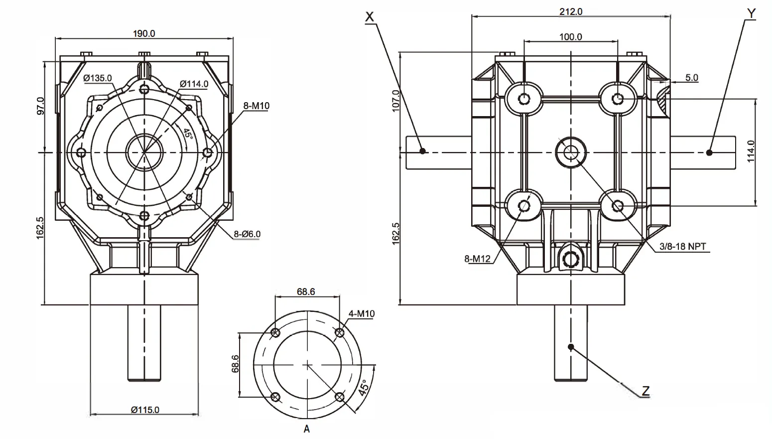 Grader Driven Rake Gearbox EP190 for Variable Speed Rotary Tillers and Beaters