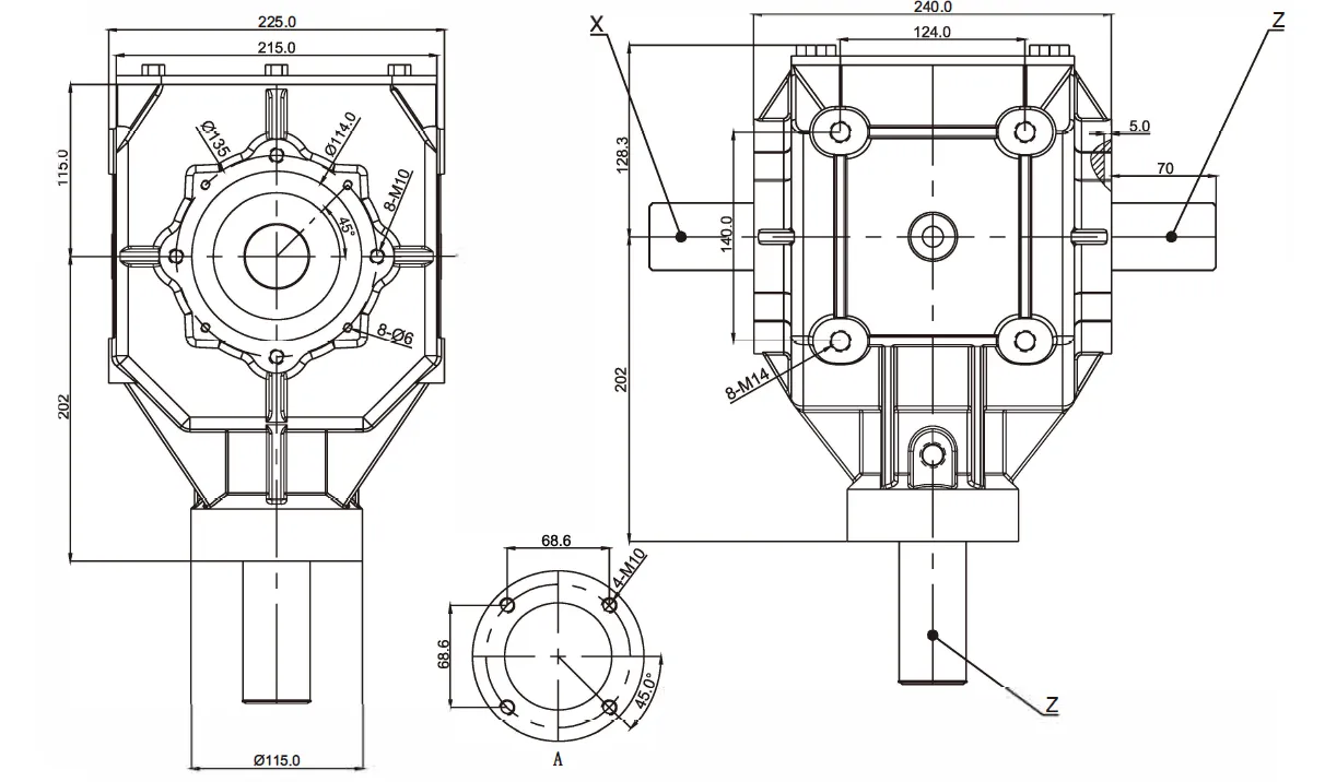 Grader Driven Rake Gearbox EP225 for Variable Speed Rotary Tillers and Beaters