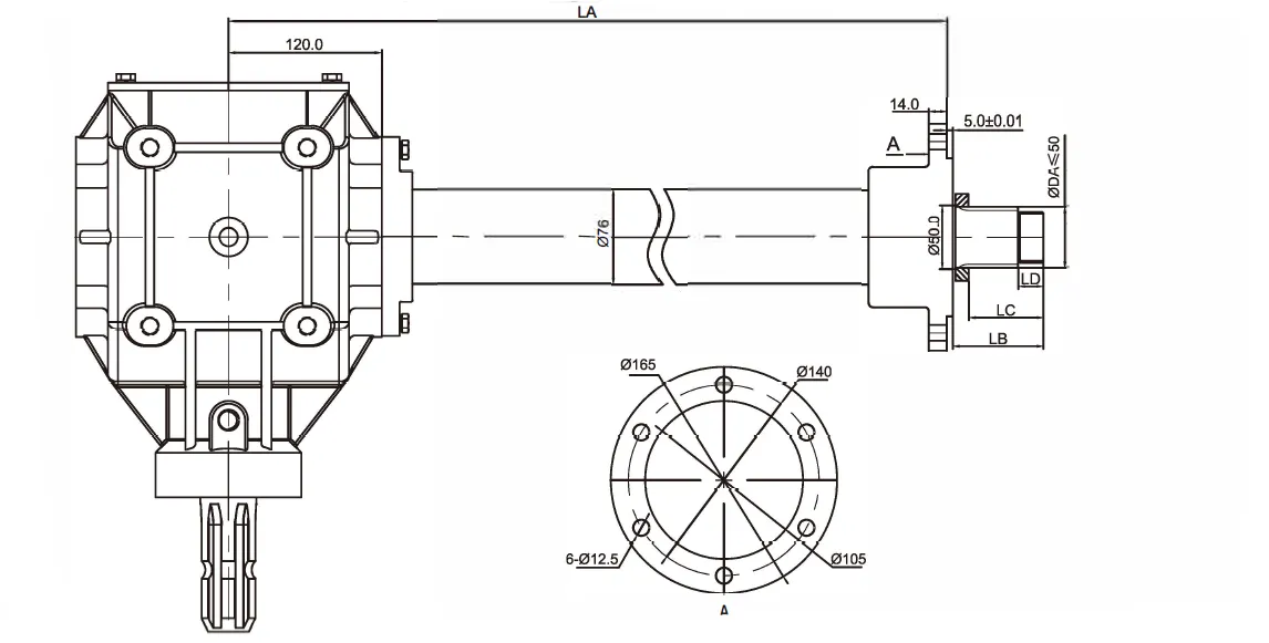 Grader Driven Rake Gearbox EP225 for Variable Speed Rotary Tillers and Beaters