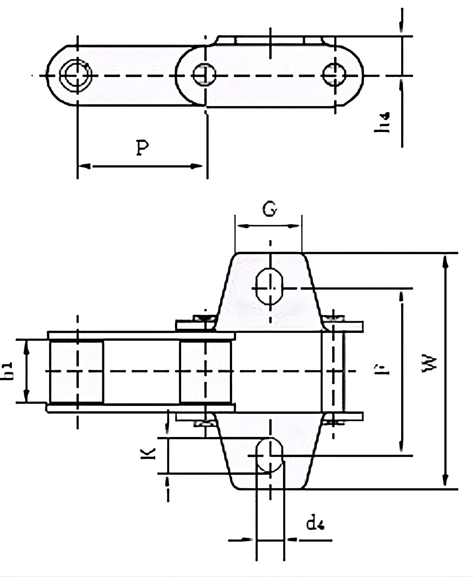 Agricultural Conveyor C550 Chain With K1 Attachment