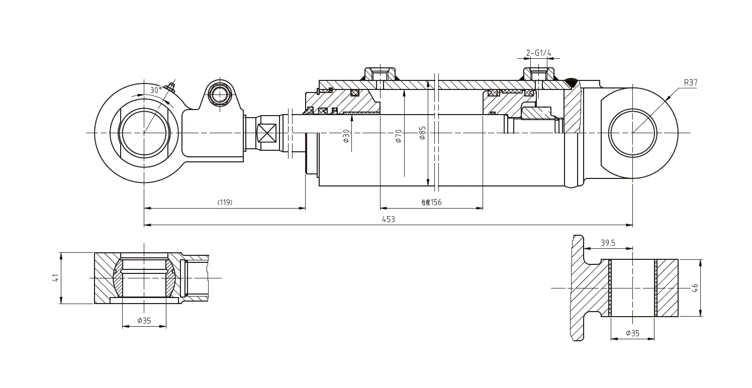HCYY11112001 Forklift Tilt Cylinder