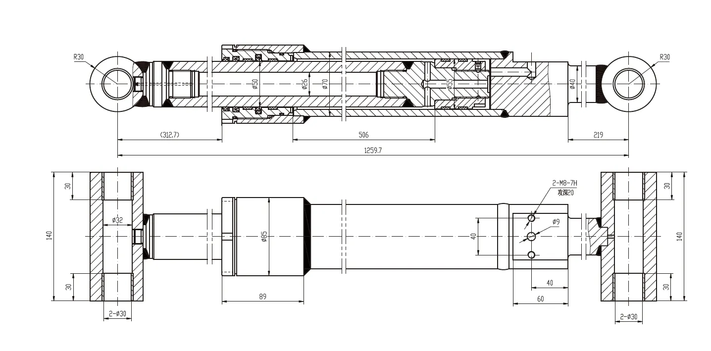 HCYY11112005 Main Boom Angle Cylinder For Aerial Work Vehicles