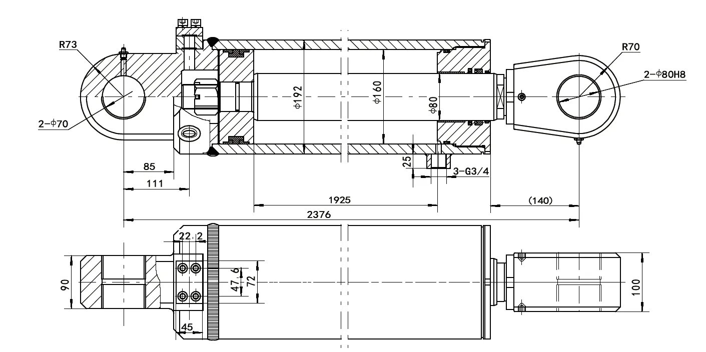 HCYY11112014 Swing Arm Cylinder For Environmental Protection