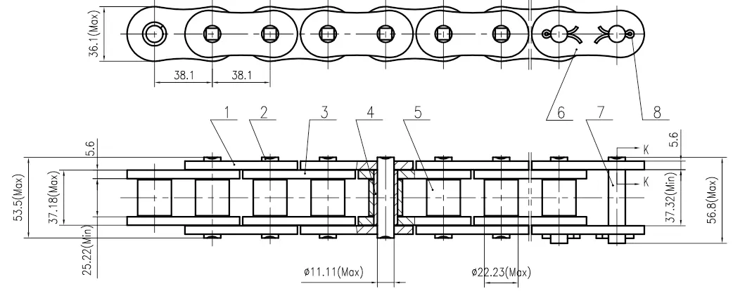 High Strength Roller Chain 120HSP-00 for Caterpillar