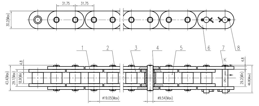 High Strength Roller Chain C100HSP-00 for Caterpillar