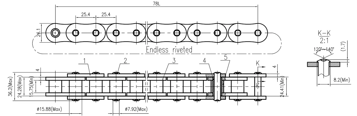 High Strength Roller Chain 80HSP-00 for Caterpillar