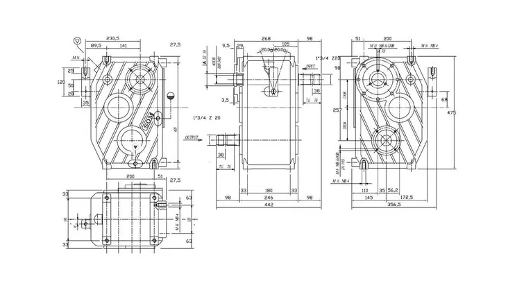 Horizontal Feed Mixer Gearbox-Replacement of Comer C3A Gearbox 1:1