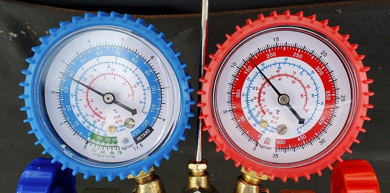 HVAC Manifold Gauge Set (HVAC Manifold Gauge Kit) TMG-2K for Test & Evacuate and Fill Air Conditioning Systems