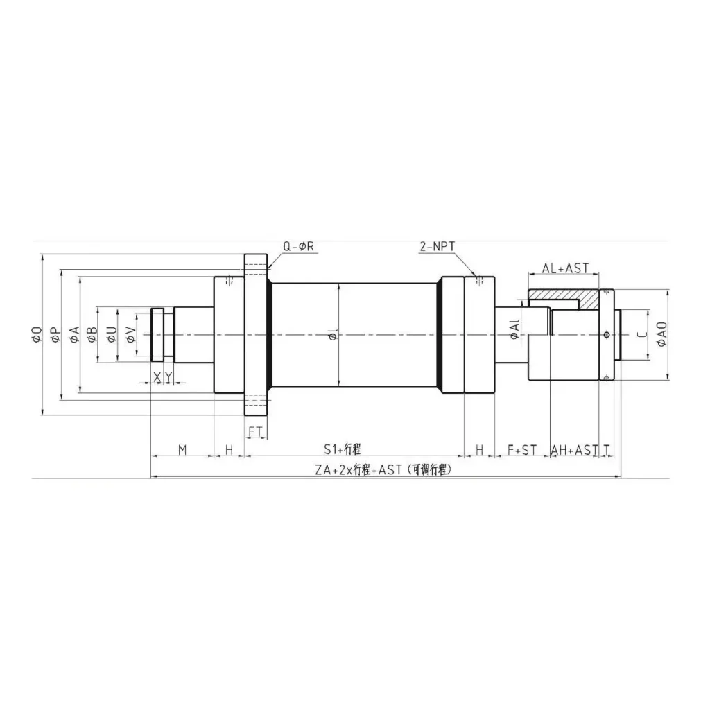 HROD Biaxial Type With Adjustable Cap Circular Hydraulic Cylinder