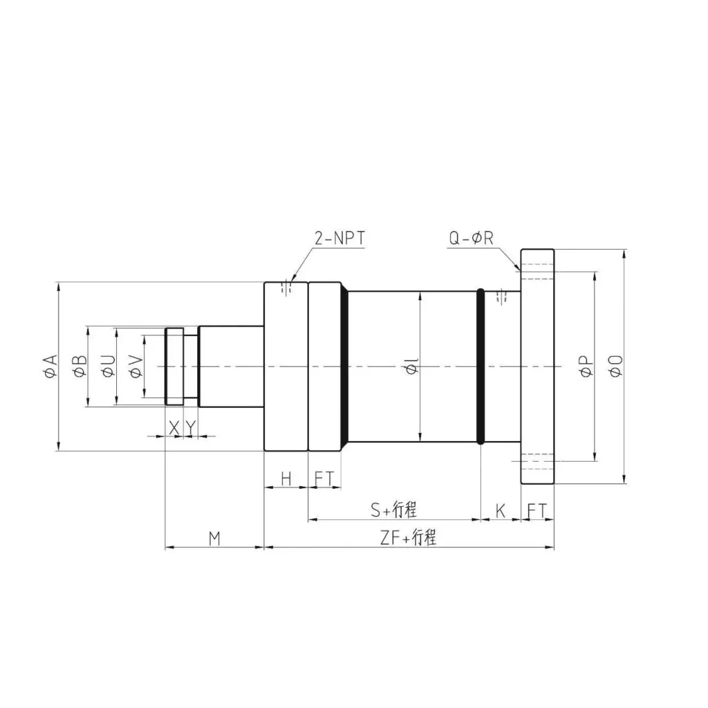 HROE Rear Flange Type Circular Hydraulic Cylinder