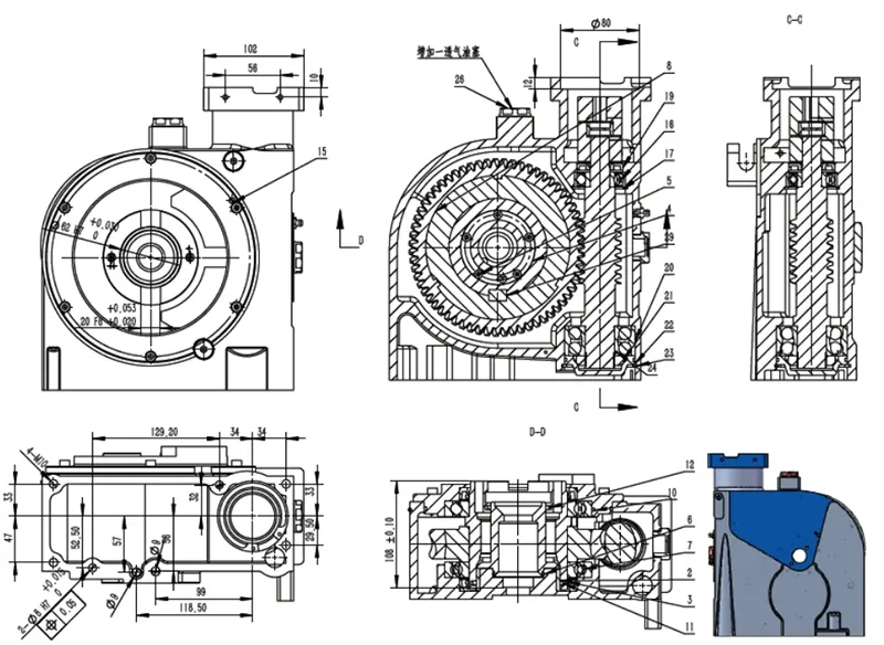 HRV104 Worm Gear Reducer for High Temperature Industry