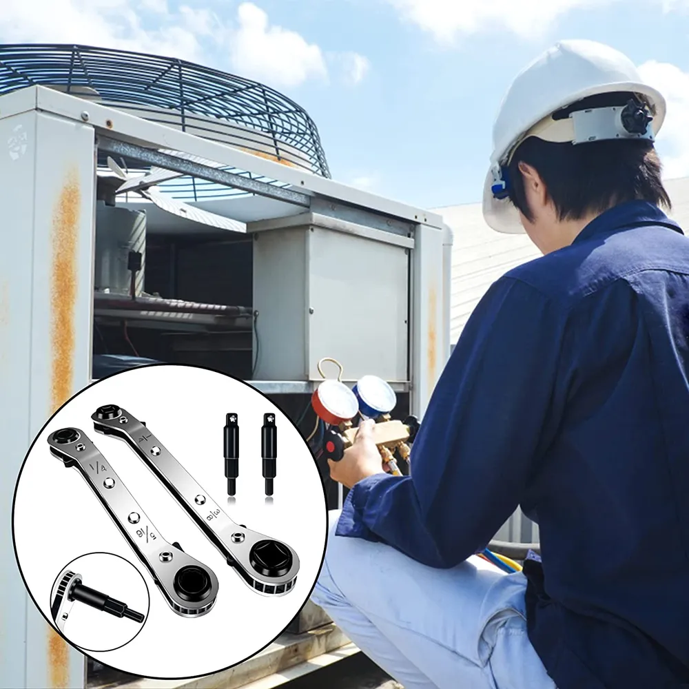 Refrigeration Ratchet Wrench (HVAC Ratcheting Service Wrench) TW-1 TW-2 for Air Conditioner and Refrigeration Equipment Repair
