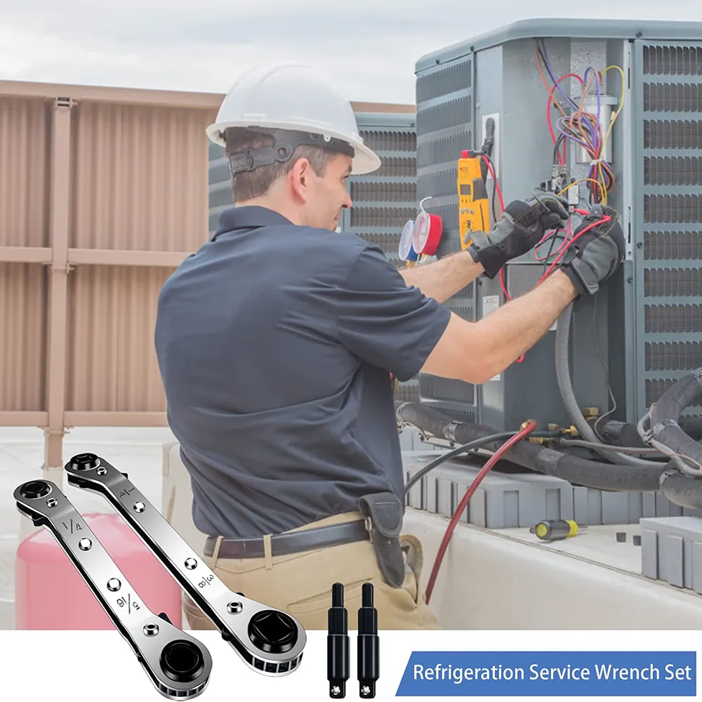 Refrigeration Ratchet Wrench (HVAC Ratcheting Service Wrench) TW-1 TW-2 for Air Conditioner and Refrigeration Equipment Repair