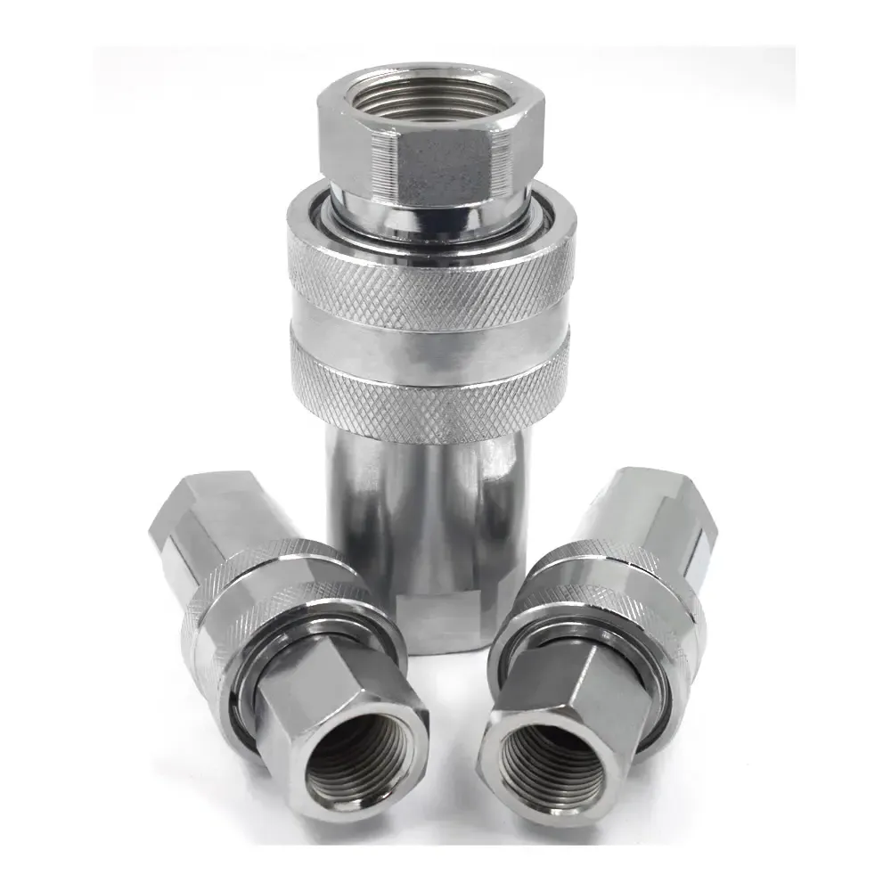 KZF 1-1/4 inch BSPT/BSPP/NPT thread 304/316 stainless steel push to connect hydraulic fittings&liquid quick disconnect fittings