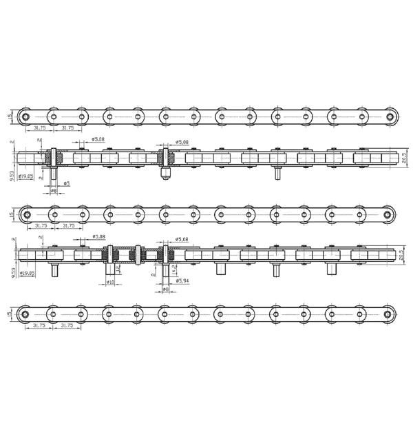 Stainless Steel Chain For Food Processing And Packaging Lines